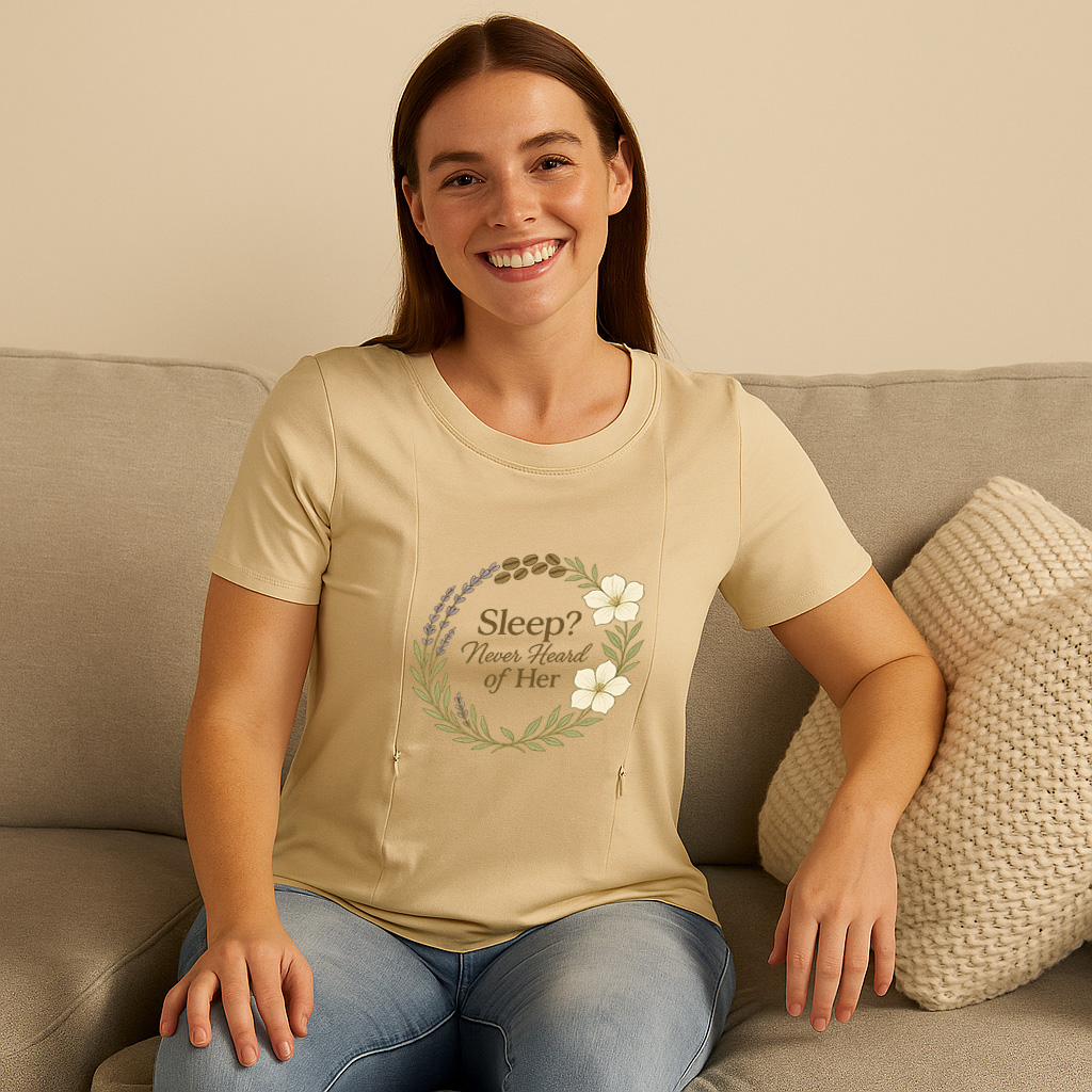 Zipper Nursing Top for Breastfeeding | Funny "Sleep" Sl | brand
