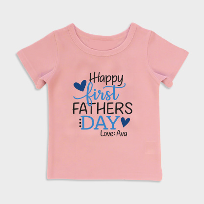 baby shirt - happy first fathers day blue kids t shirt toddler top pink in pink