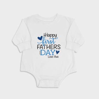 Happy First Fathers Day Blue - Long Sleeve Newborn & Baby bodysuits