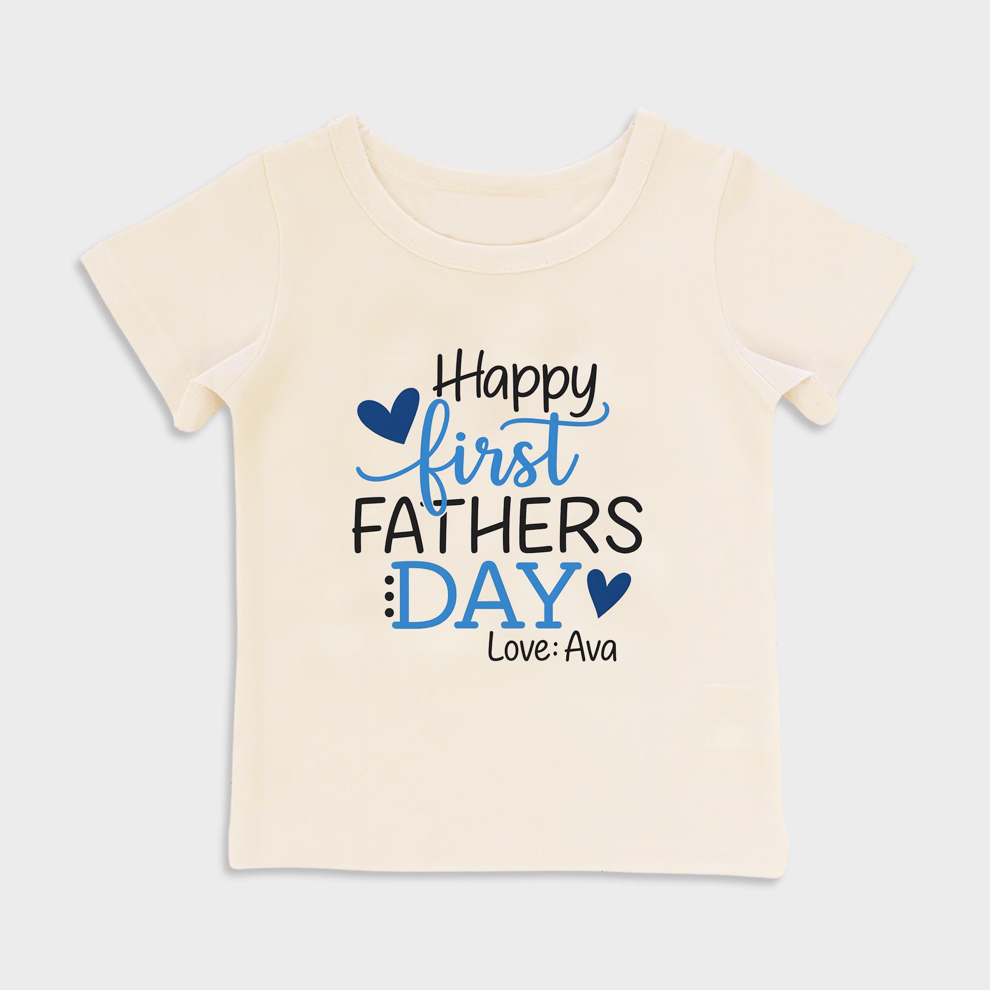 baby shirt - happy first fathers day blue kids t shirt toddler top beige in beige
