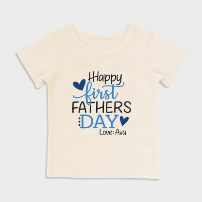 baby shirt - happy first fathers day blue kids t shirt toddler top beige in beige