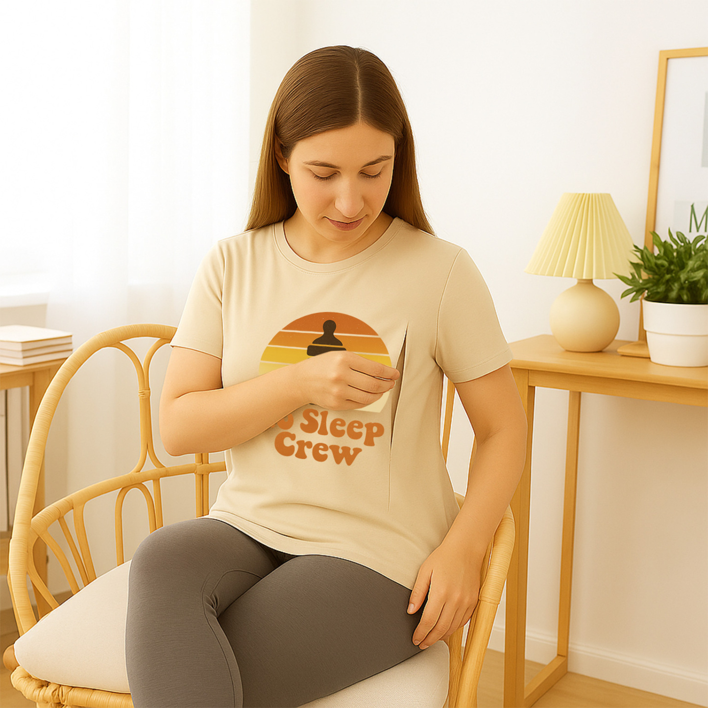 No Sleep Crew Tee | Functional Nursing Shirt with Hidde | brand