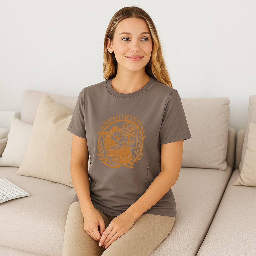 Postpartum T-Shirt for Nursing | Nourish Slogan | Zippe | brand