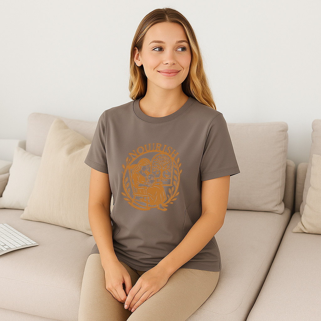 Postpartum T-Shirt for Nursing | Nourish Slogan | Zippe | brand