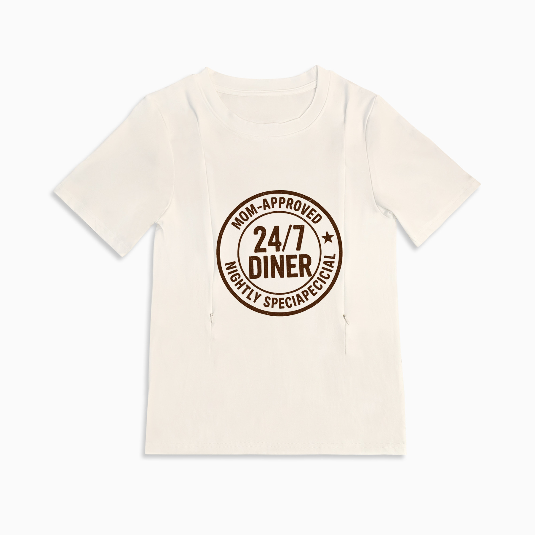 Baby Shower Gift Idea | 24/7 Diner Zipper Nursing T-Shirt