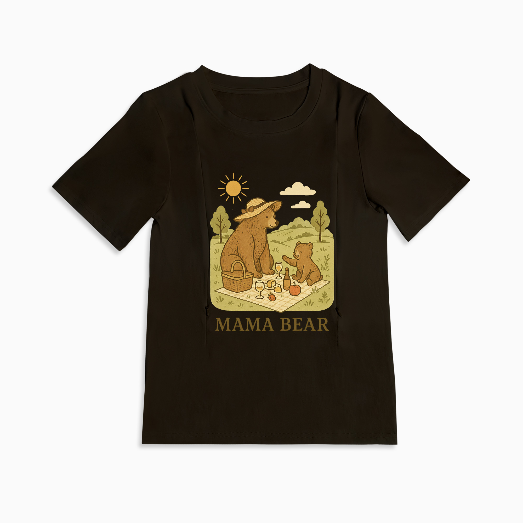 Mama Bear Postpartum Tee | Stylish & Functional Nursing Zippers