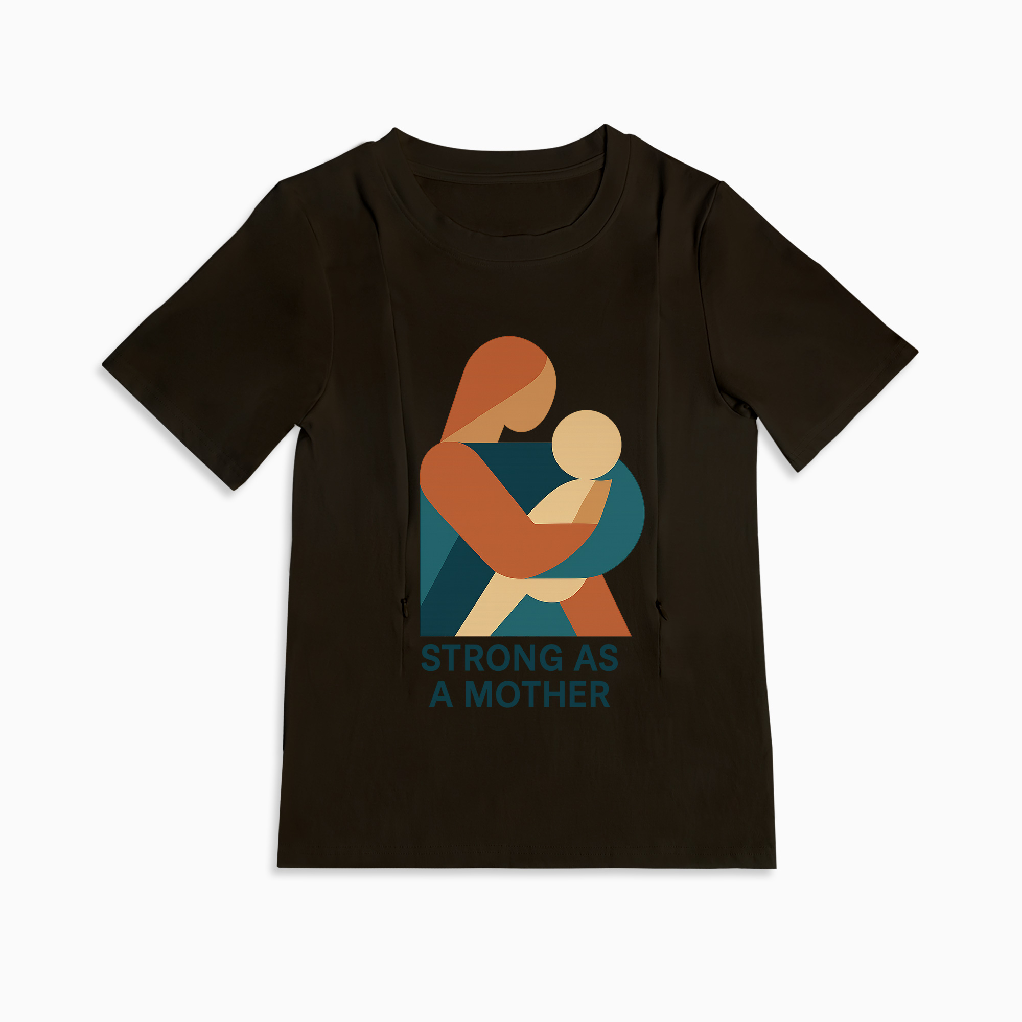 Strong as a Mother Postpartum Shirt | Stylish Tee with Nursing Zippers