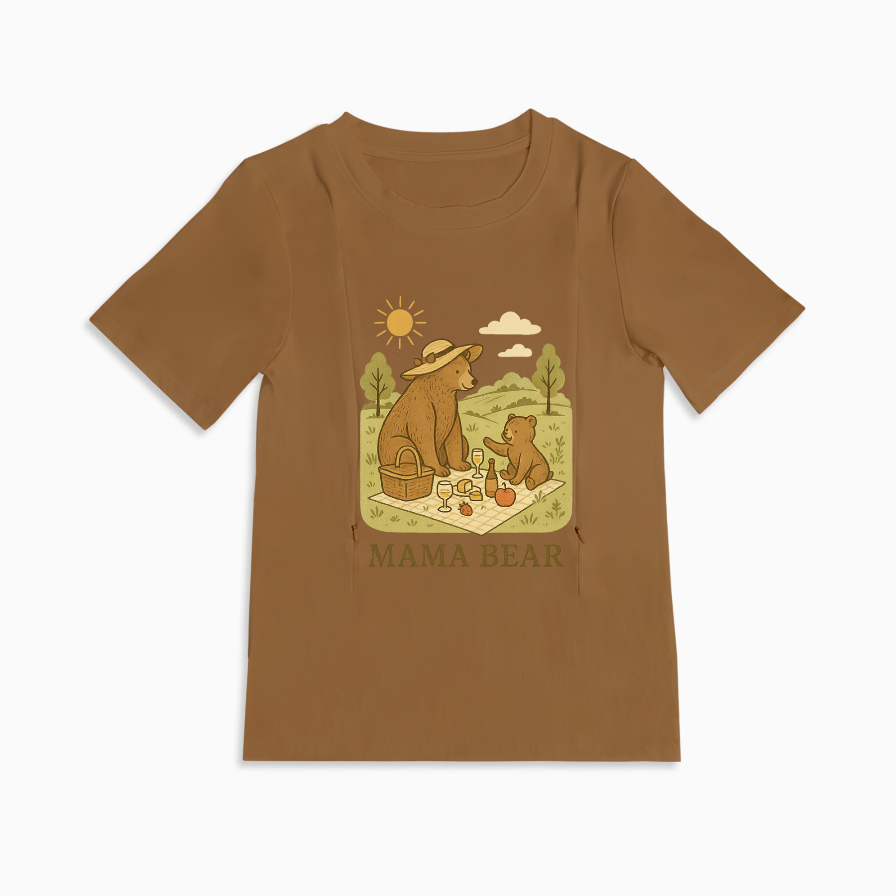Mama Bear Postpartum Tee | Stylish & Functional Nursing Zippers