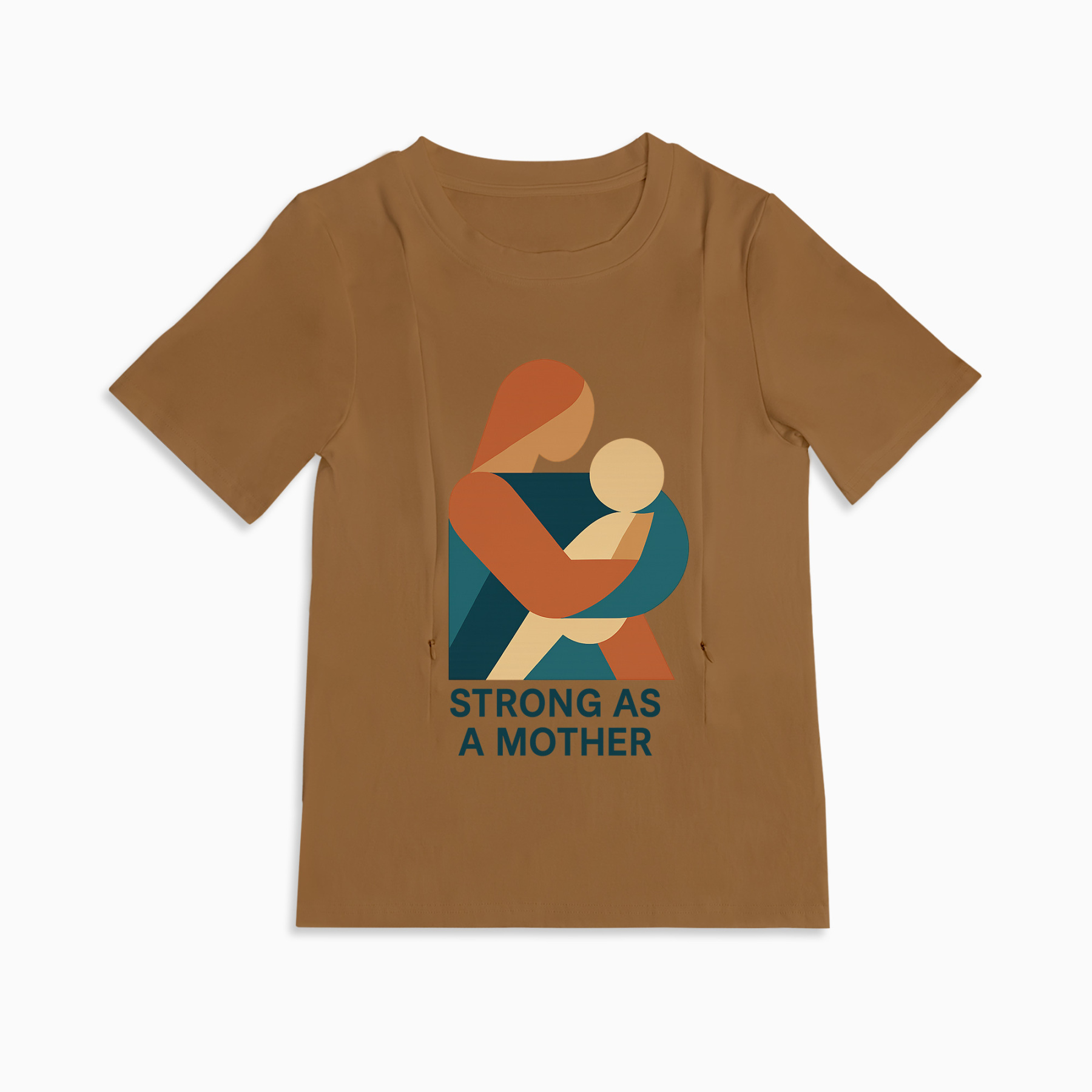 Strong as a Mother Postpartum Shirt | Stylish Tee with Nursing Zippers