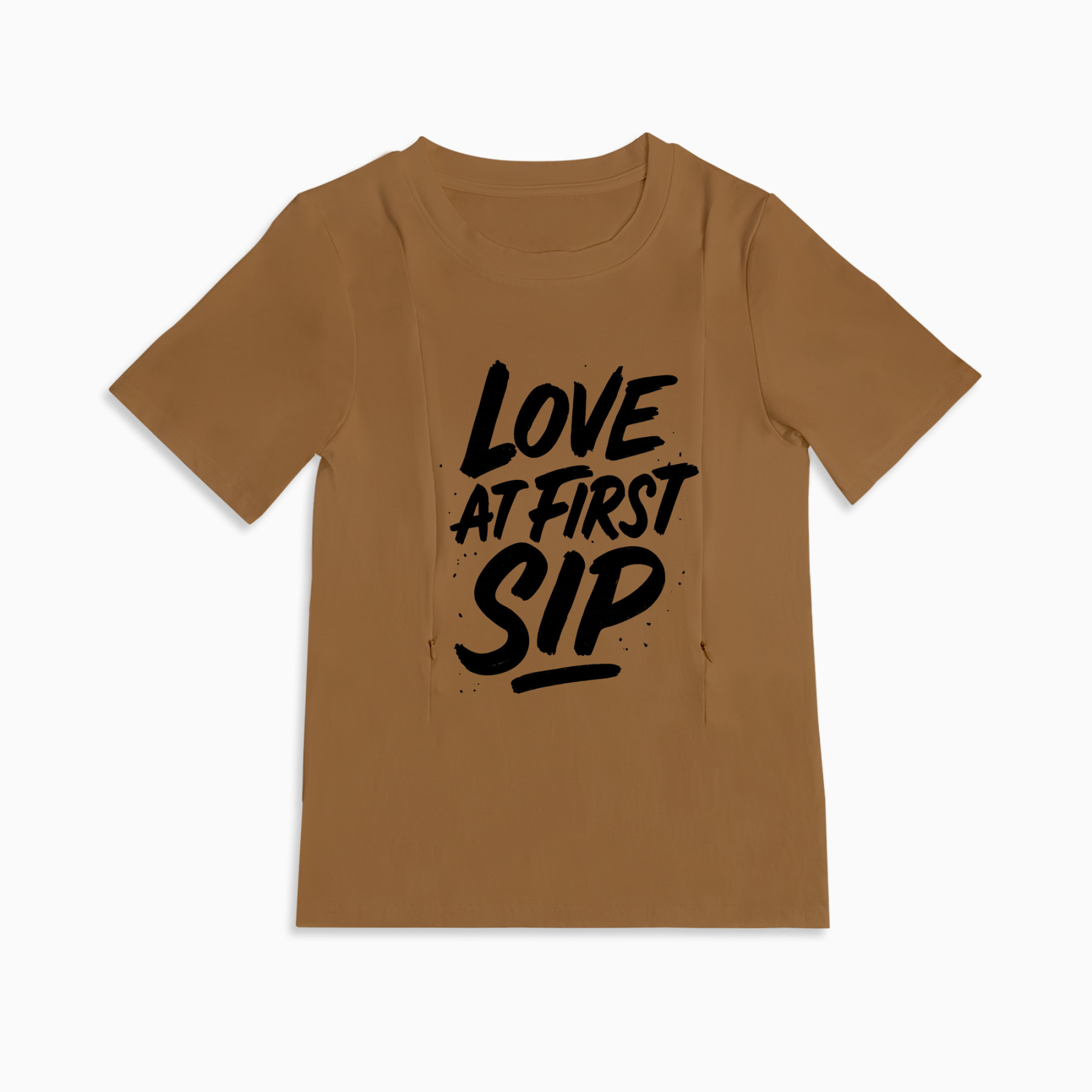 Breastfeeding T-Shirt with Side Zippers | "Love at First Sip" Design