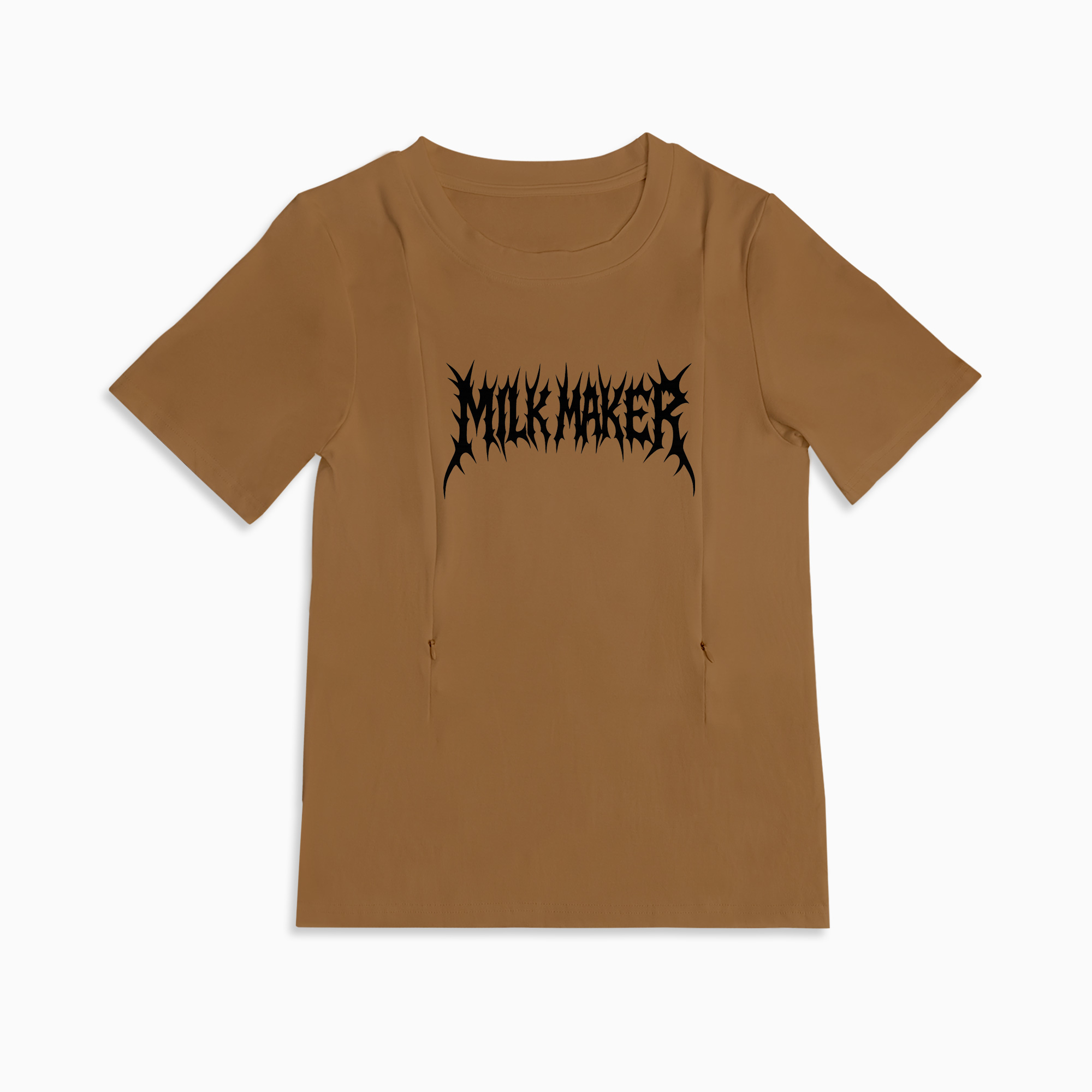 Side Zip Nursing Shirt for Moms | Funny "Milk Maker" Graphic Tee