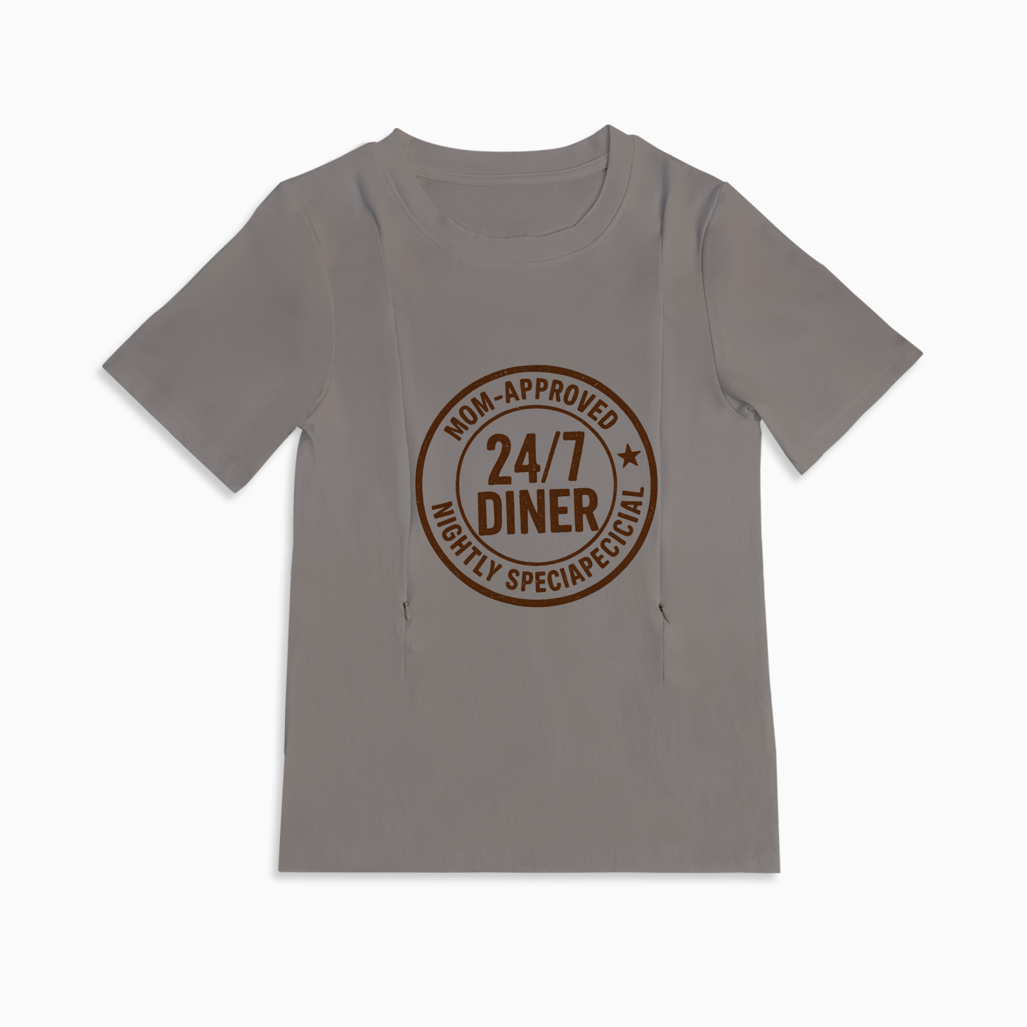 Baby Shower Gift Idea | 24/7 Diner Zipper Nursing T-Shirt