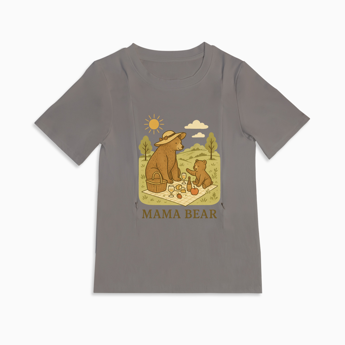 Mama Bear Postpartum Tee | Stylish & Functional Nursing Zippers