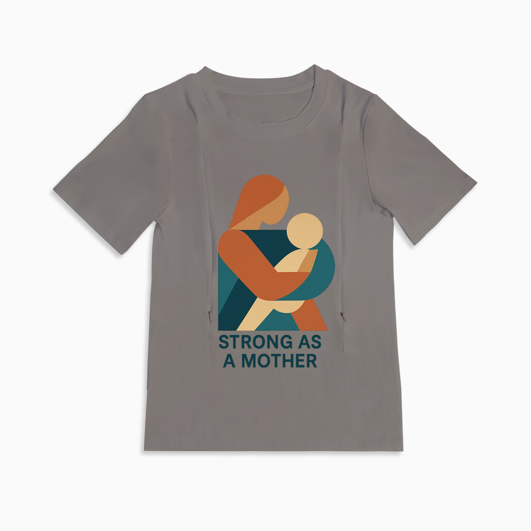 Strong as a Mother Postpartum Shirt | Stylish Tee with Nursing Zippers