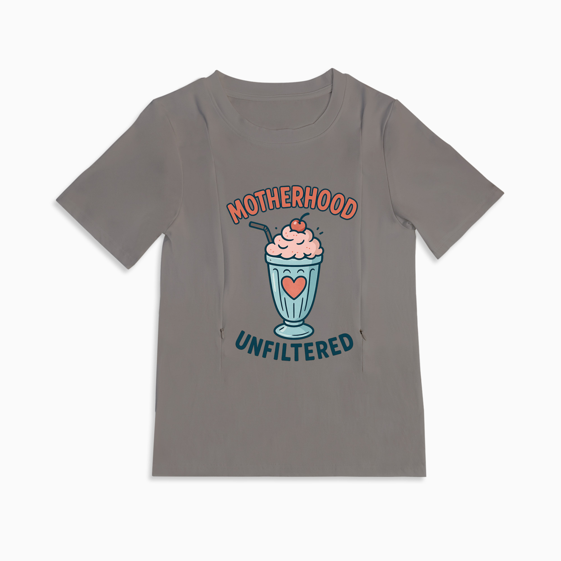 Postpartum Nursing Top | Funny Motherhood Unfiltered Design | Zipper