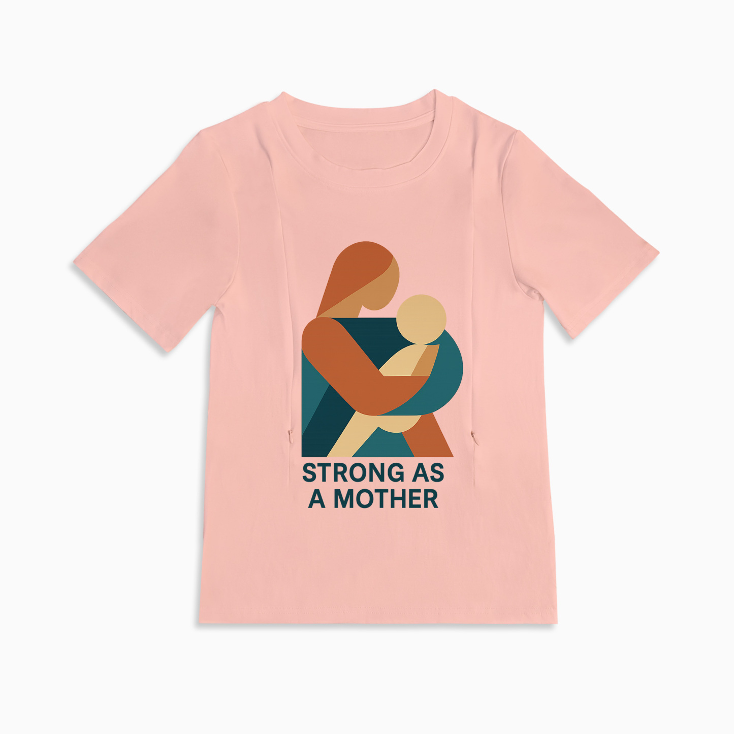 Strong as a Mother Postpartum Shirt | Stylish Tee with Nursing Zippers