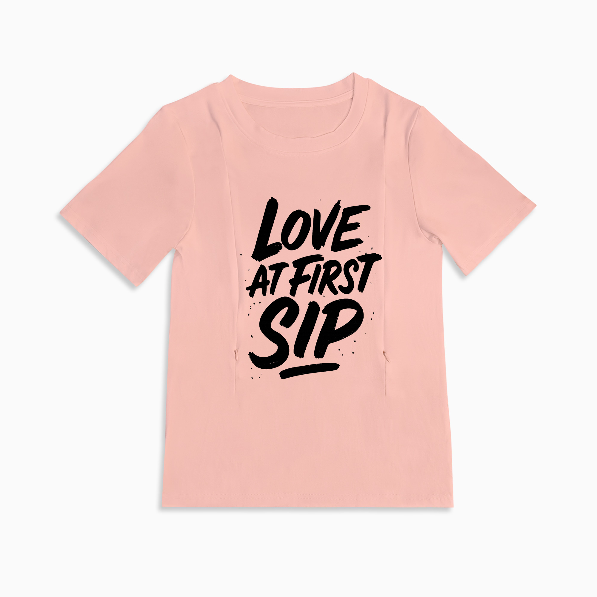 Breastfeeding T-Shirt with Side Zippers | "Love at First Sip" Design