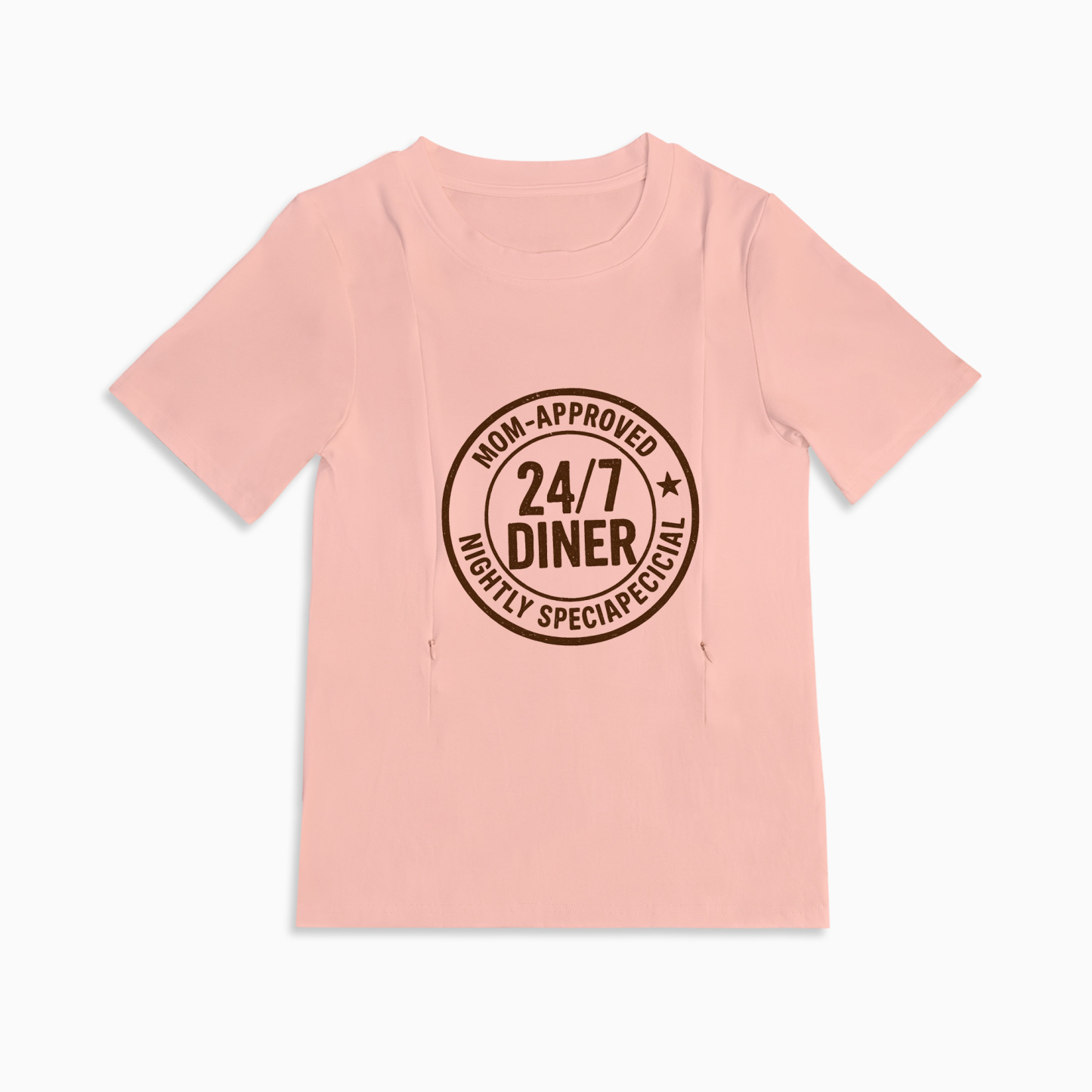 Baby Shower Gift Idea | 24/7 Diner Zipper Nursing T-Shirt