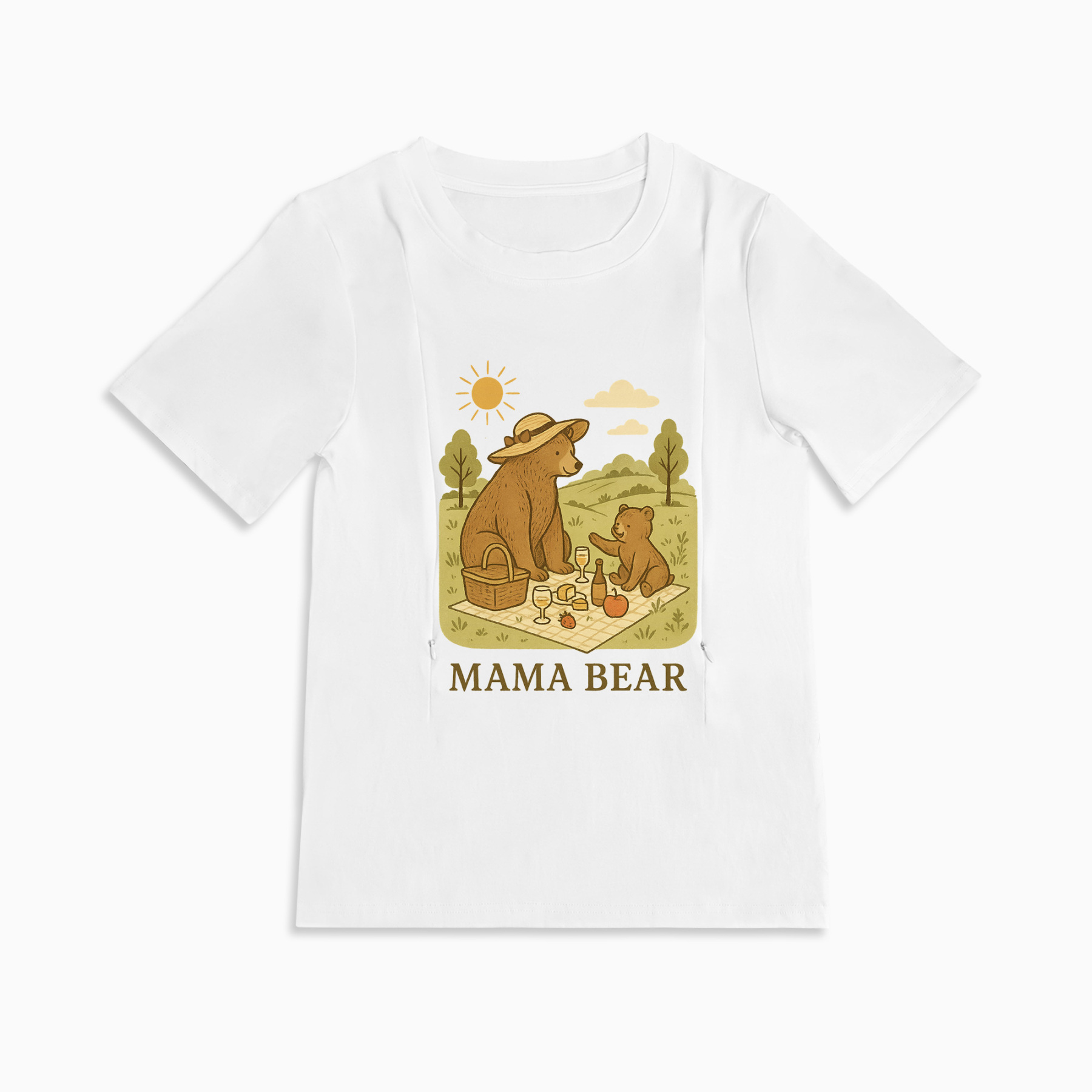 Mama Bear Postpartum Tee | Stylish & Functional Nursing Zippers