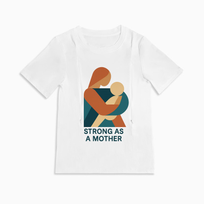 Strong as a Mother Postpartum Shirt | Stylish Tee with Nursing Zippers