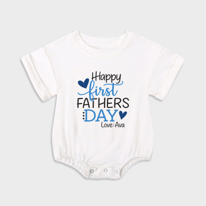 Happy First Fathers Day Blue Baby Onesie
