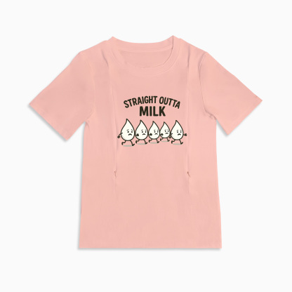 Postpartum Nursing Tee | Straight Outta Milk Design | Breathable Cotton