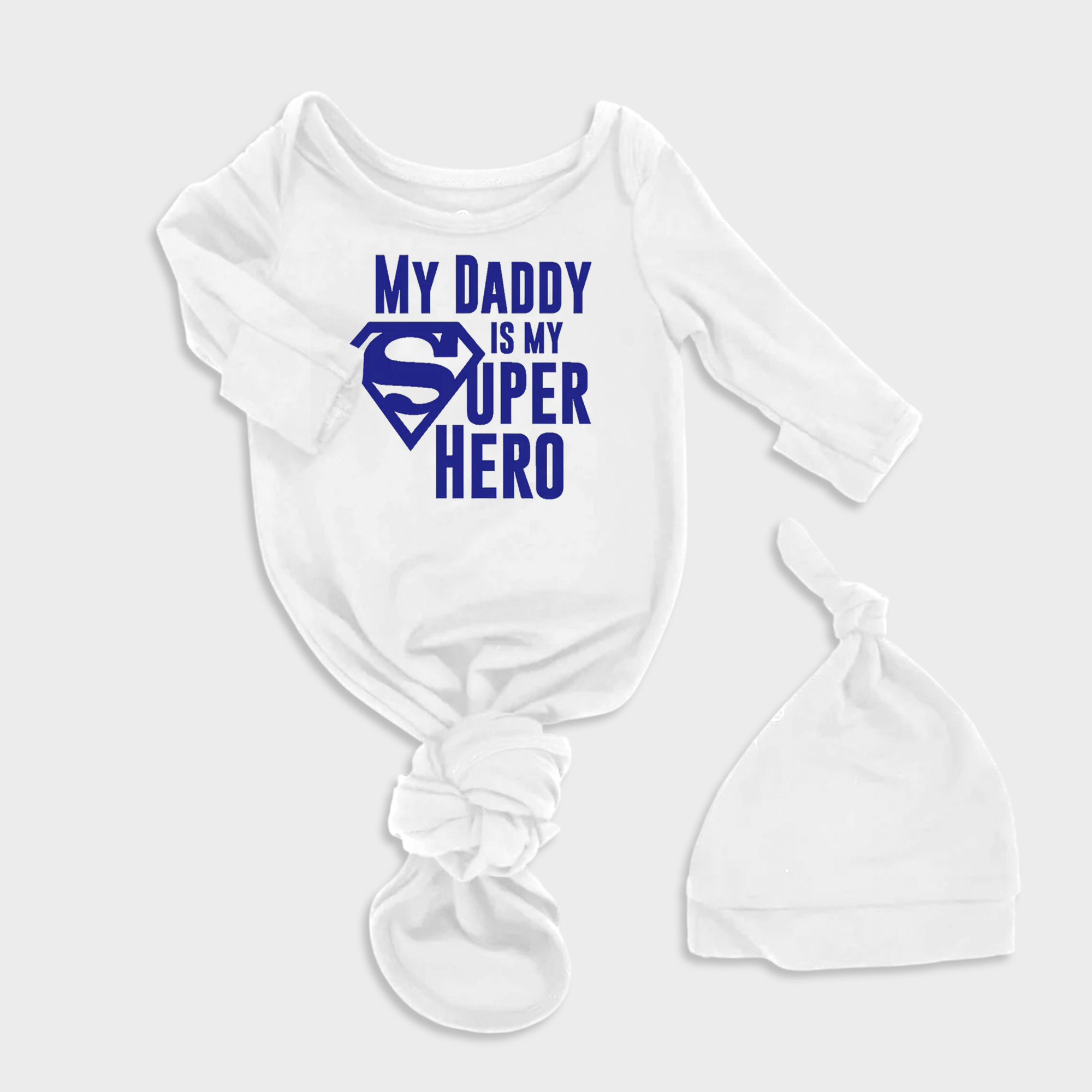 My Daddy Is My Superhero 2Pcs Baby Knot Gowns