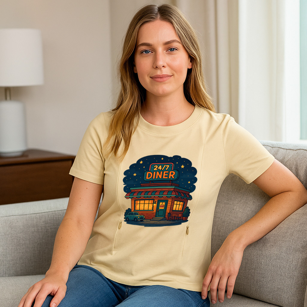 Postpartum T-Shirt with Nursing Zippers | 24/7 Diner Humor