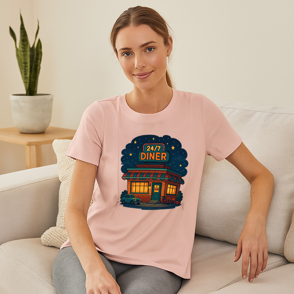 Postpartum T-Shirt with Nursing Zippers | 24/7 Diner Humor