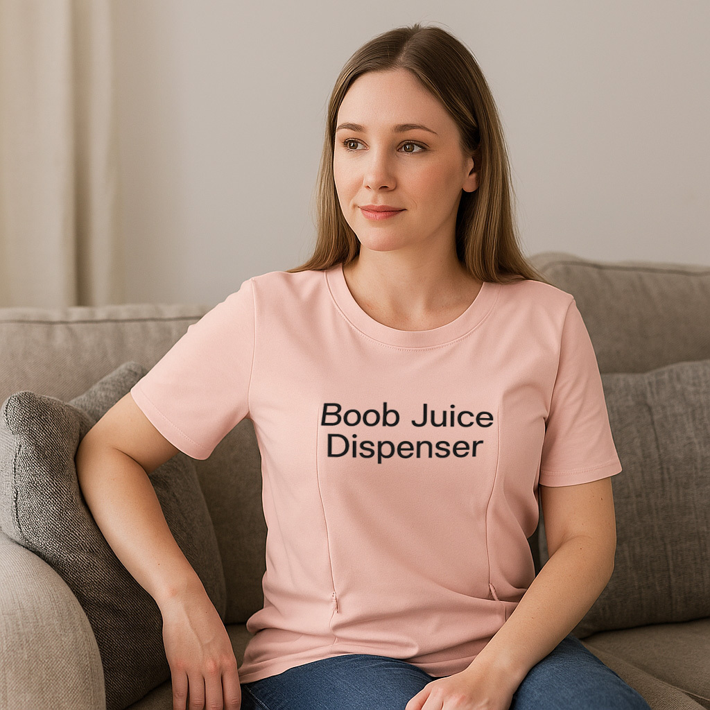 New Mom Gift | Boob Juice Dispenser Zipper Nursing Shir | brand
