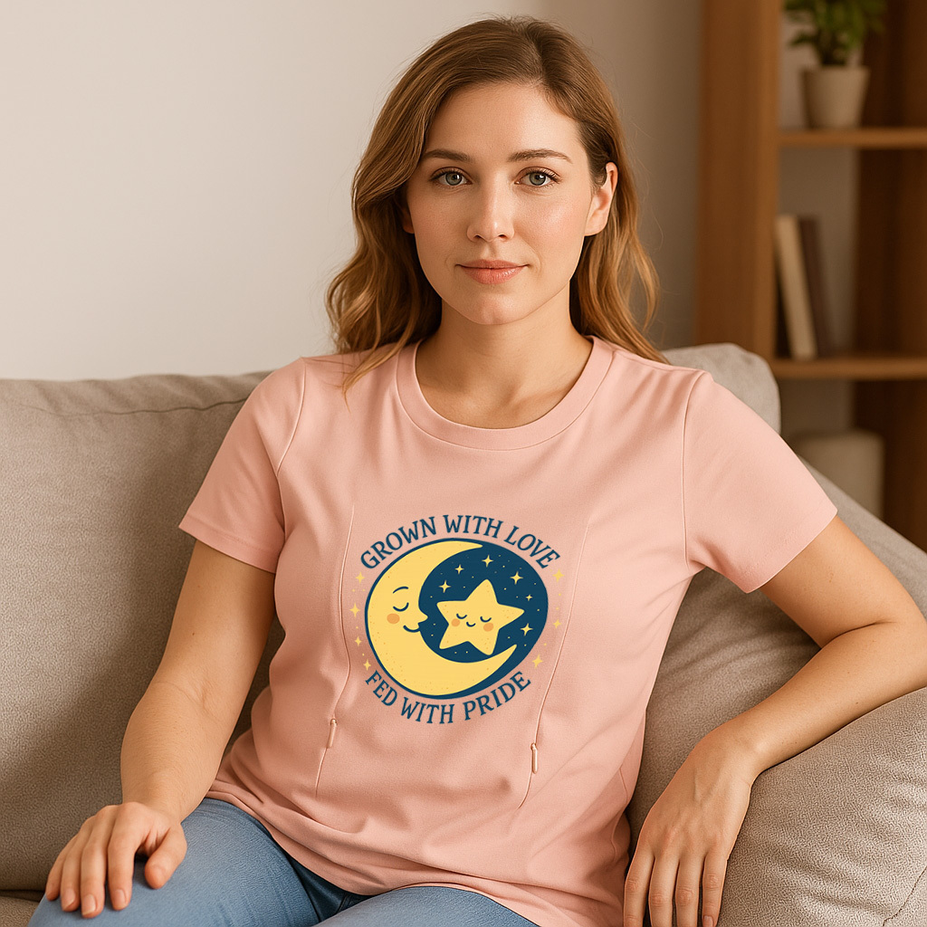 "Grown with Love" Tee for Nursing Moms | Side Zip for E | brand