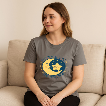 "Grown with Love" Tee for Nursing Moms | Side Zip for E | brand
