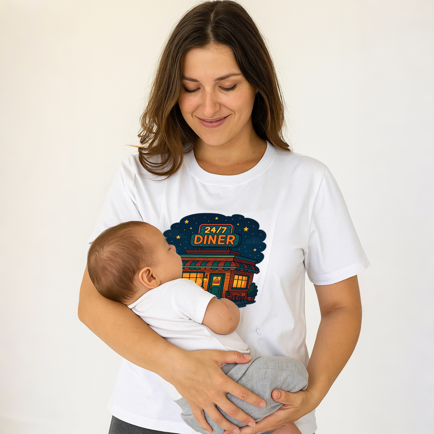 Postpartum T-Shirt with Nursing Zippers | 24/7 Diner Humor