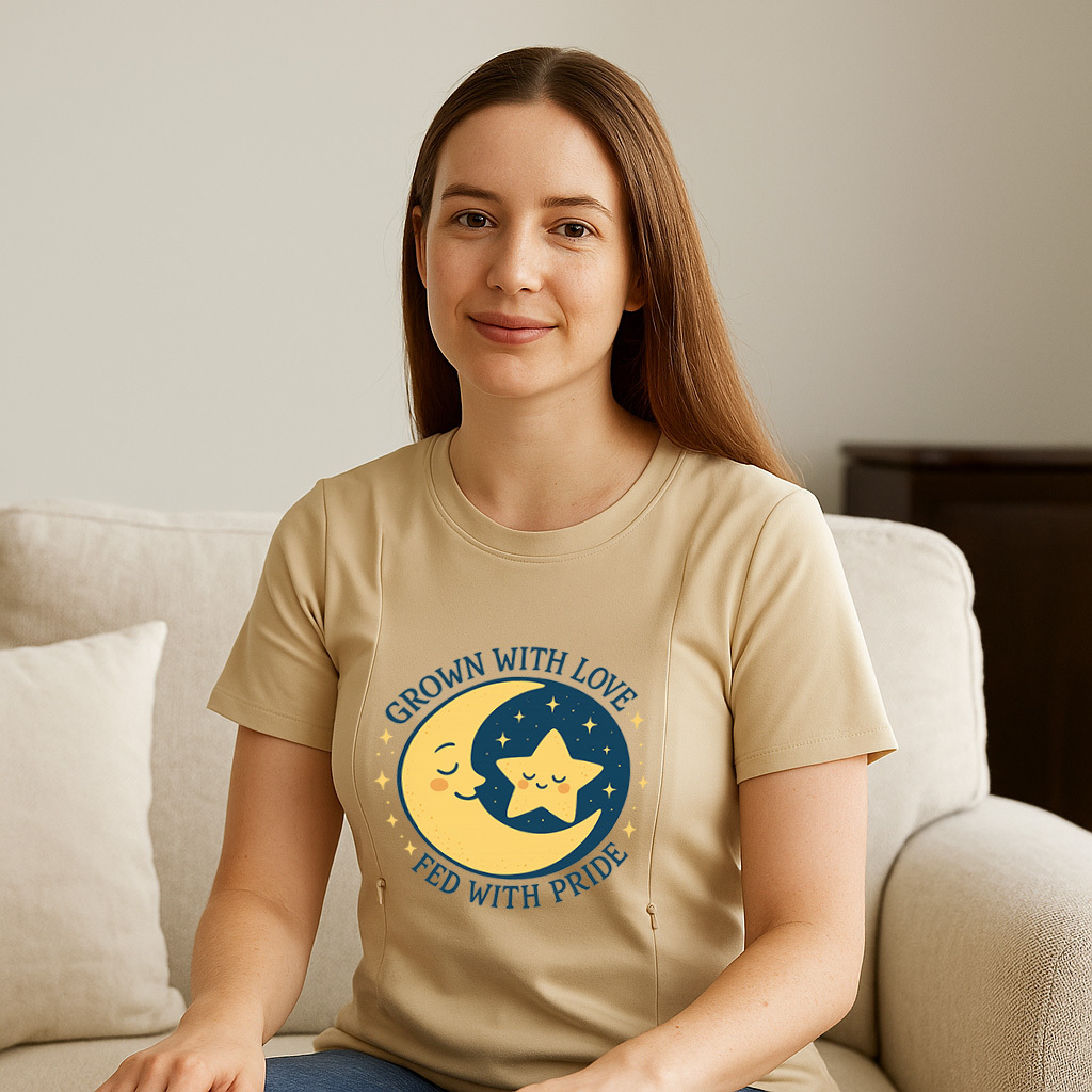 "Grown with Love" Tee for Nursing Moms | Side Zip for E | brand