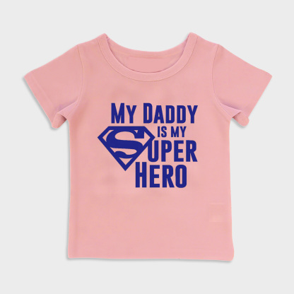 baby shirt - my daddy is my superhero kids t shirt toddler top pink in pink