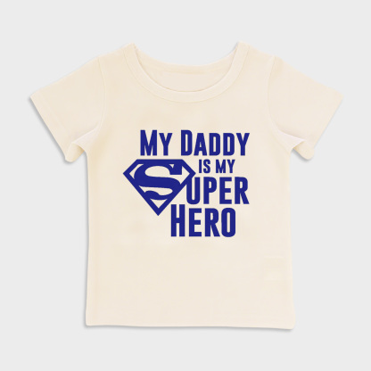 baby shirt - my daddy is my superhero kids t shirt toddler top beige in beige