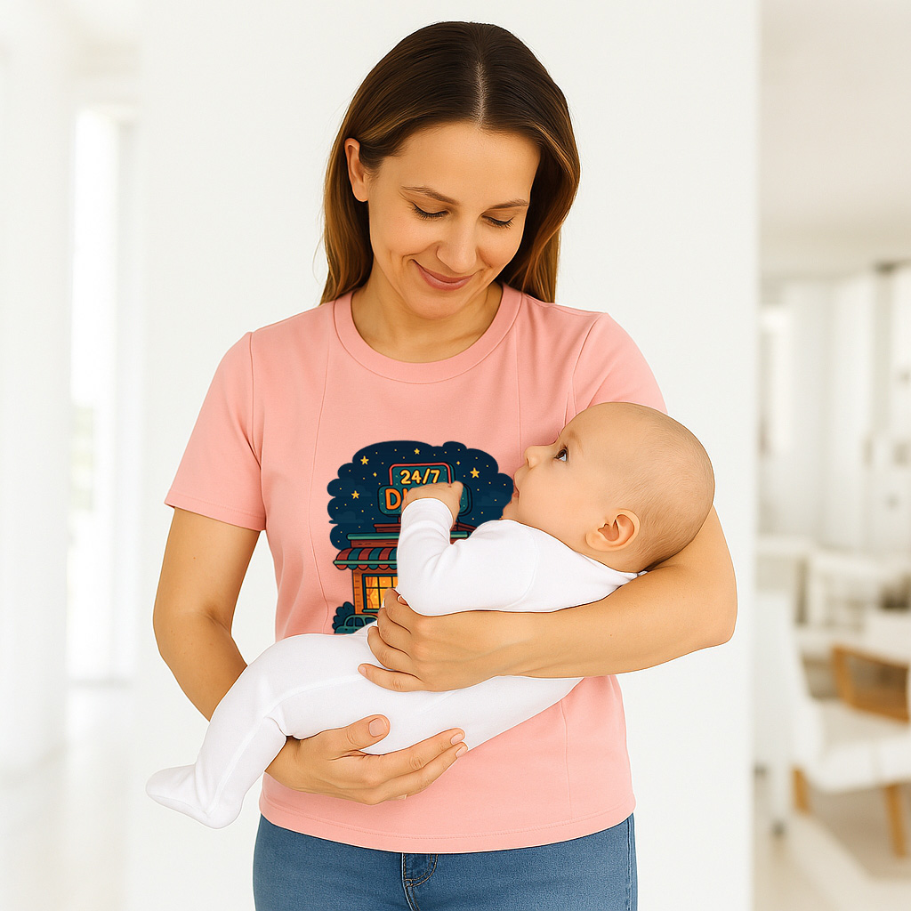 Postpartum T-Shirt with Nursing Zippers | 24/7 Diner Humor