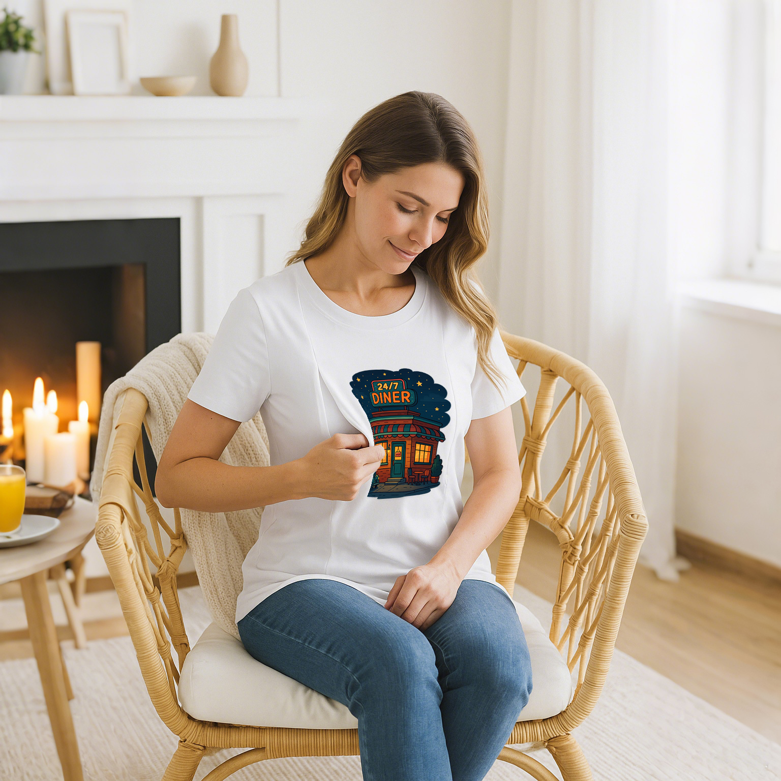 Postpartum T-Shirt with Nursing Zippers | 24/7 Diner Humor