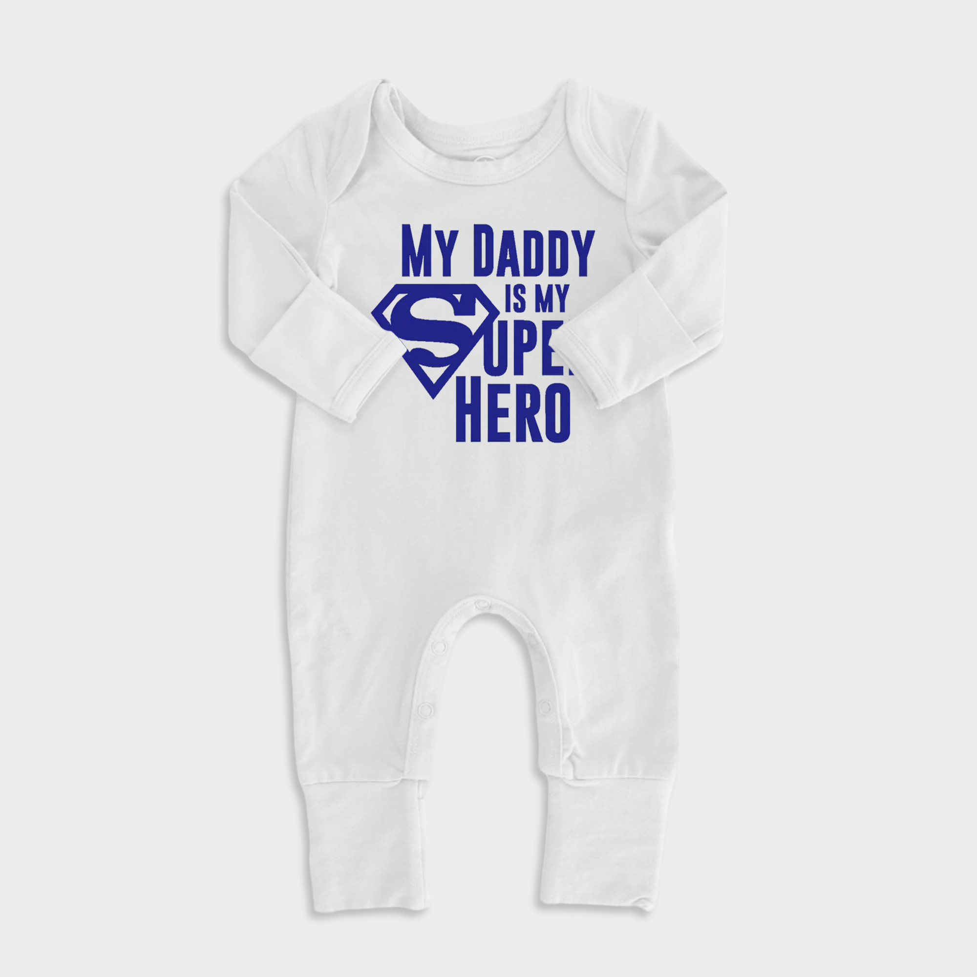 My Daddy Is My Superhero Baby Full Length Snap Rompers