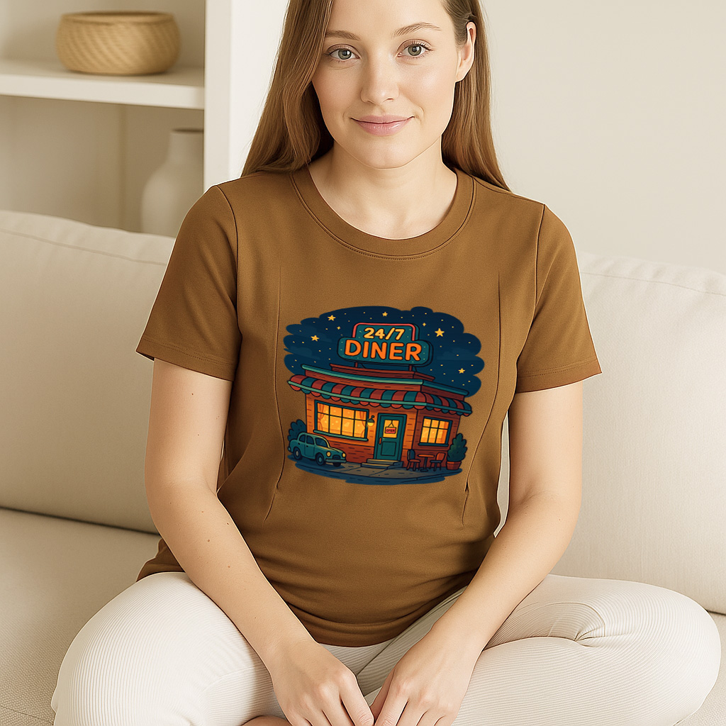 Postpartum T-Shirt with Nursing Zippers | 24/7 Diner Humor