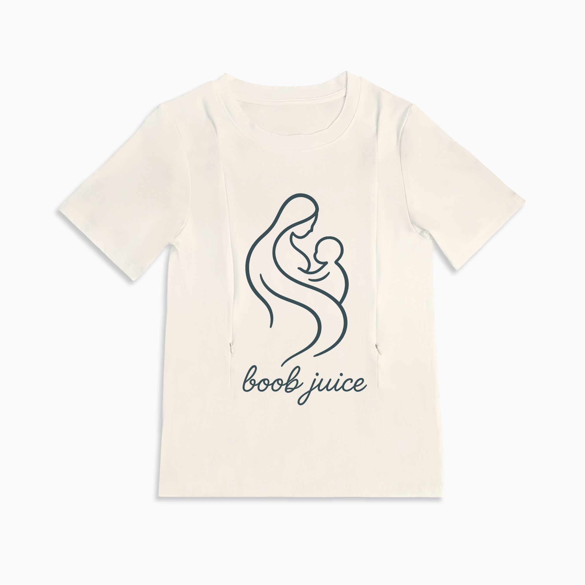 Postpartum T-Shirt with Nursing Zippers | Funny Boob Juice Design