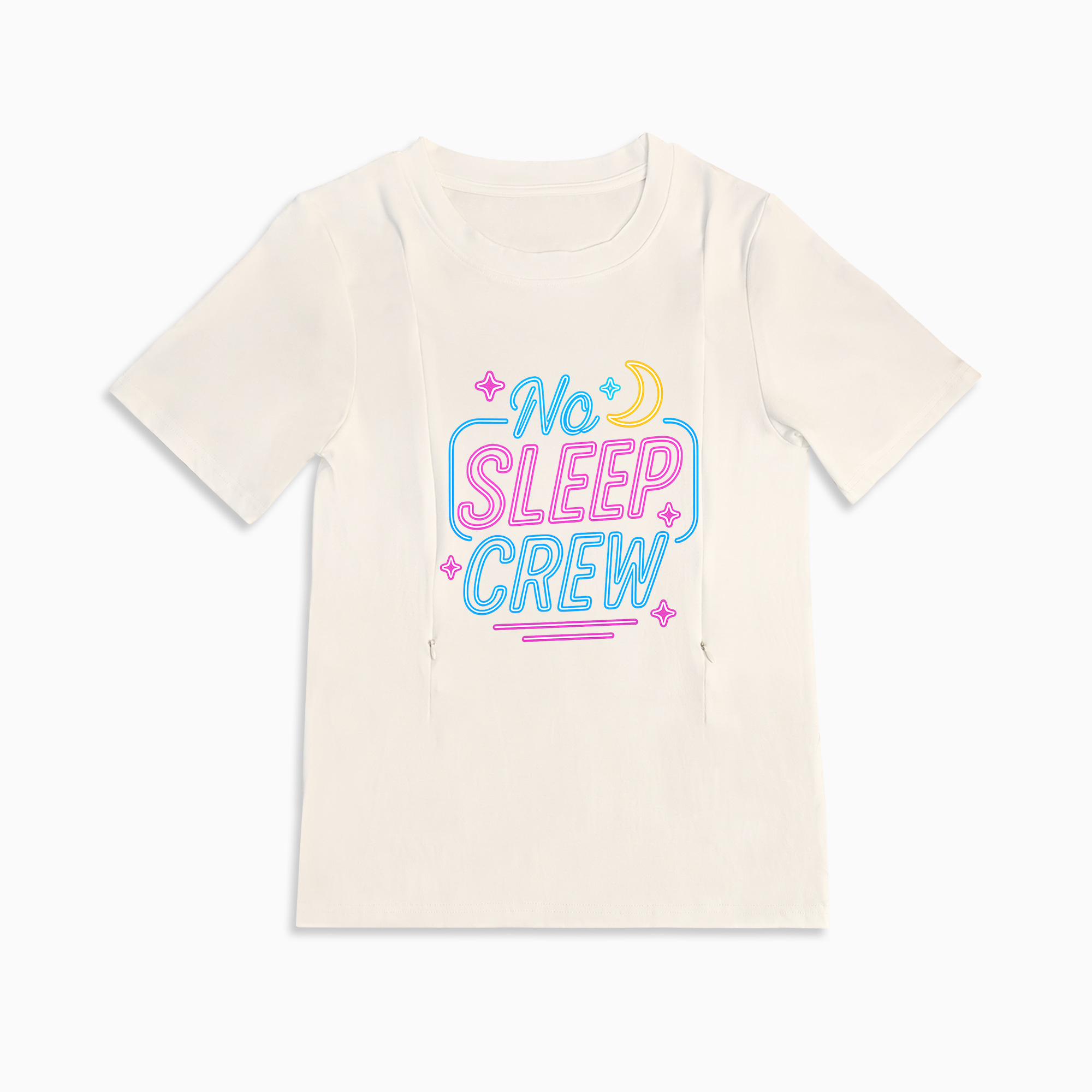 New Mom Gift | No Sleep Crew Zipper Nursing T-Shirt | Soft & Comfy