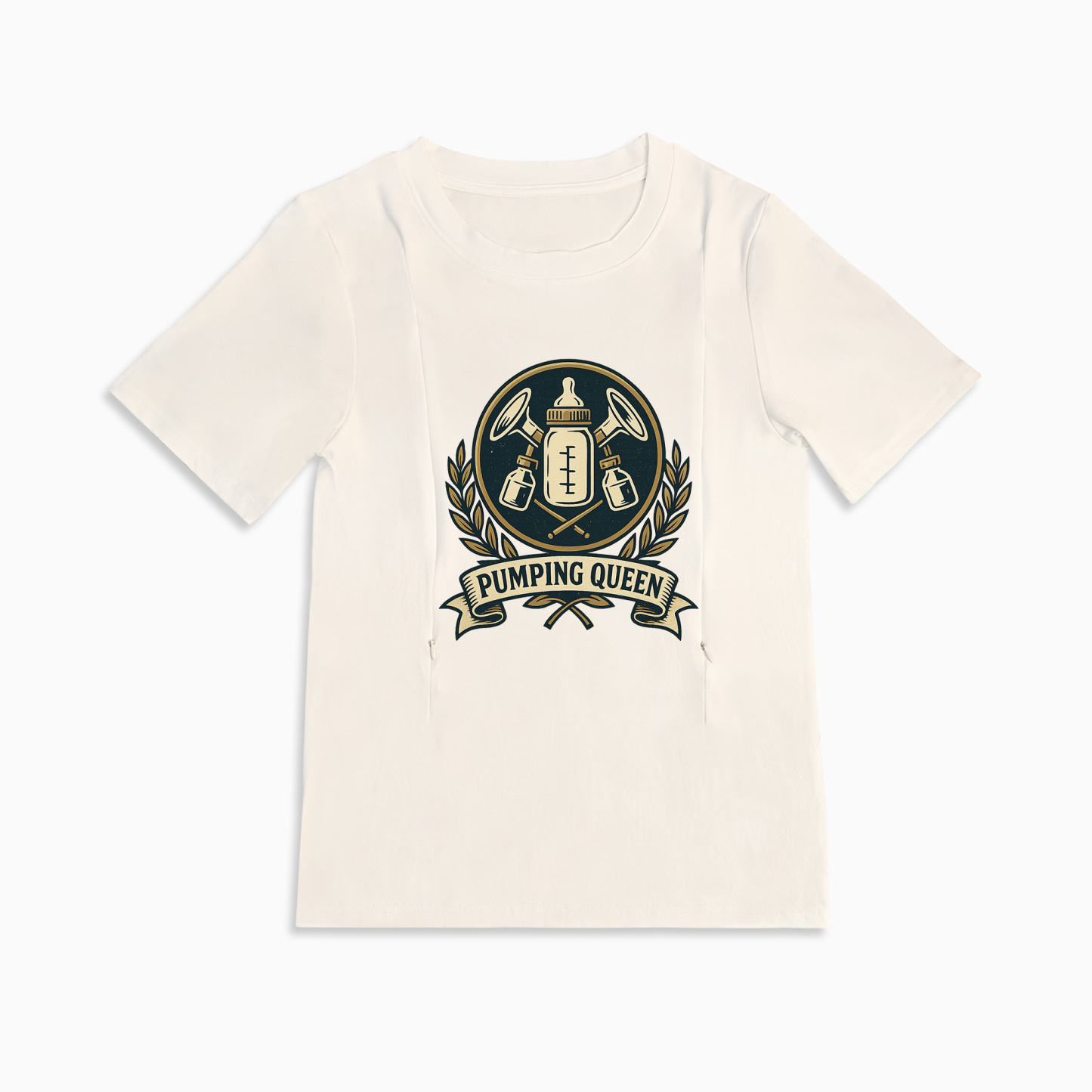 New Mom Gift | Pumping Queen Zipper Nursing T-Shirt | S | brand