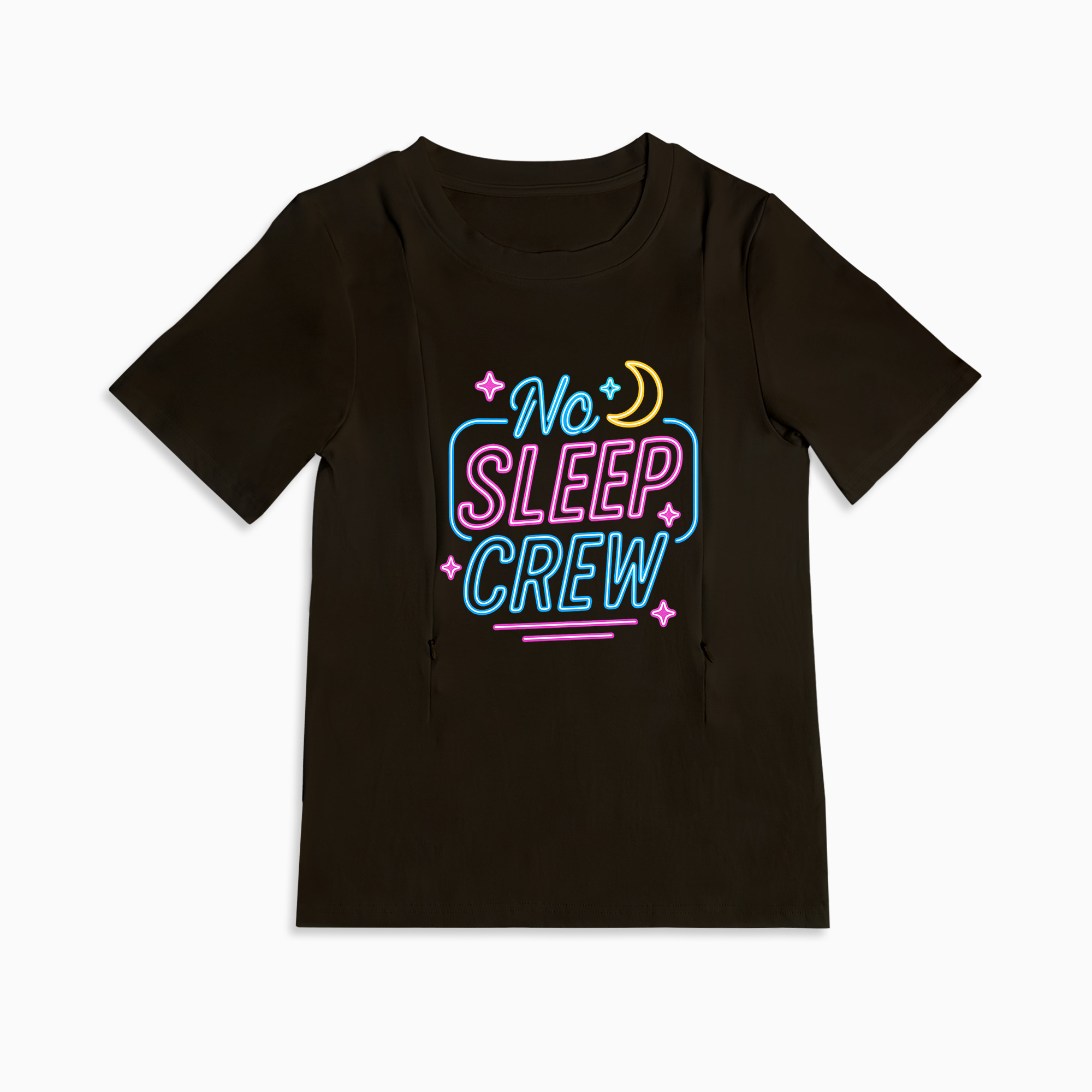 New Mom Gift | No Sleep Crew Zipper Nursing T-Shirt | Soft & Comfy