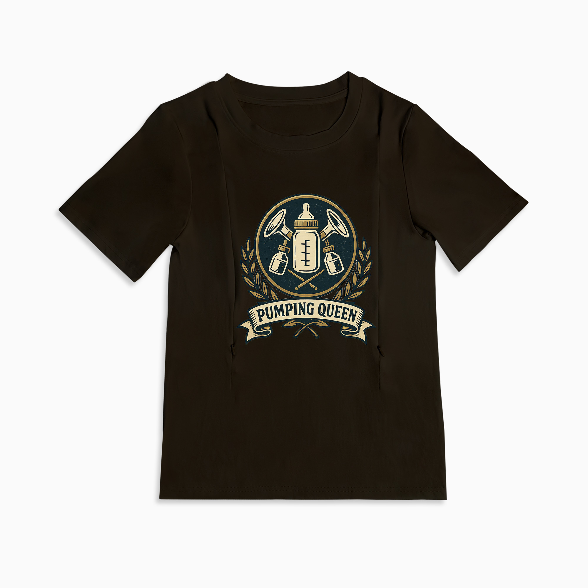 New Mom Gift | Pumping Queen Zipper Nursing T-Shirt | Soft & Comfy