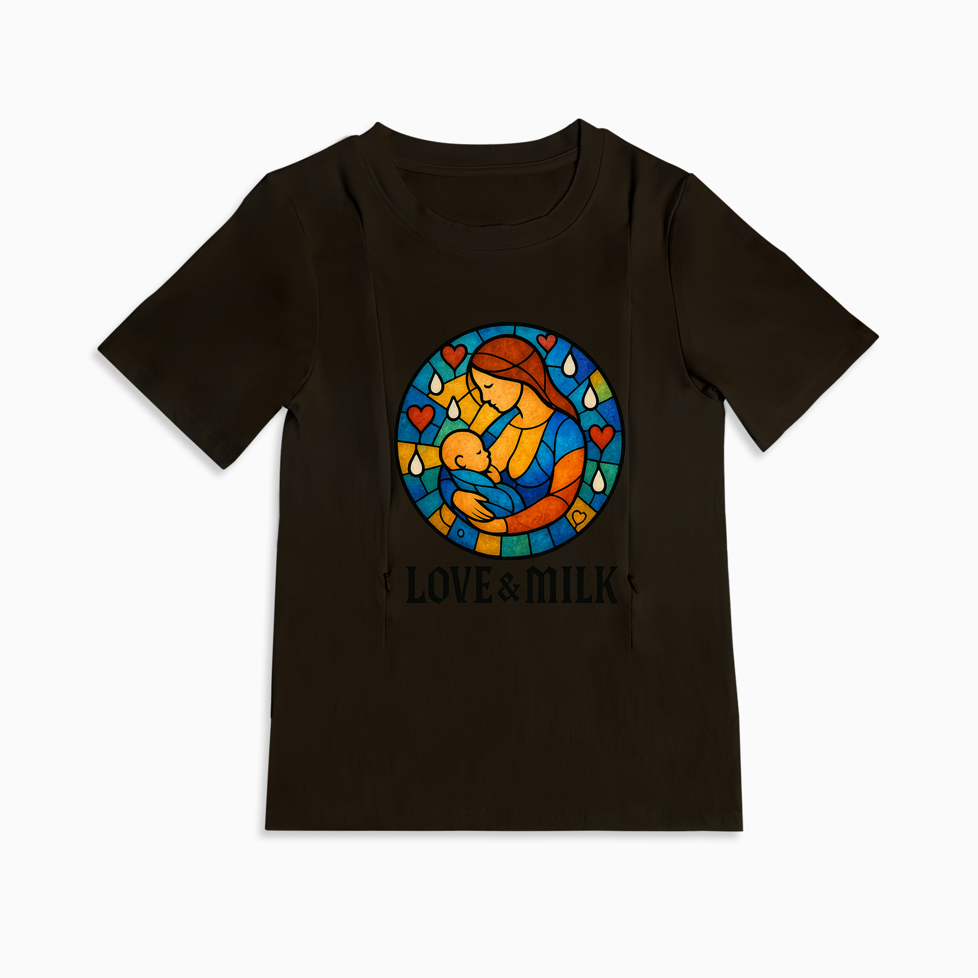 New Mom Gift | Love & Milk Zipper Nursing Shirt | Ultra-Soft Cotton