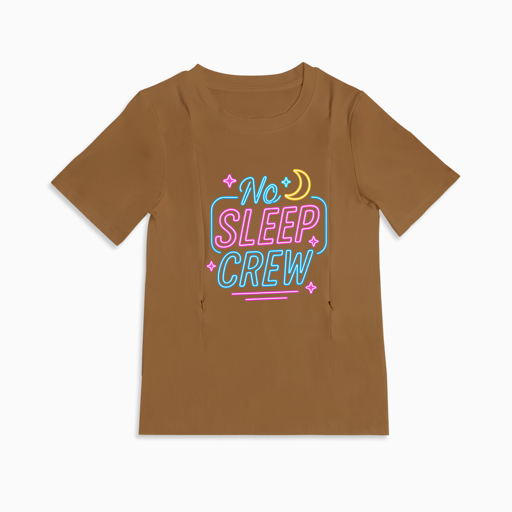 New Mom Gift | No Sleep Crew Zipper Nursing T-Shirt | Soft & Comfy