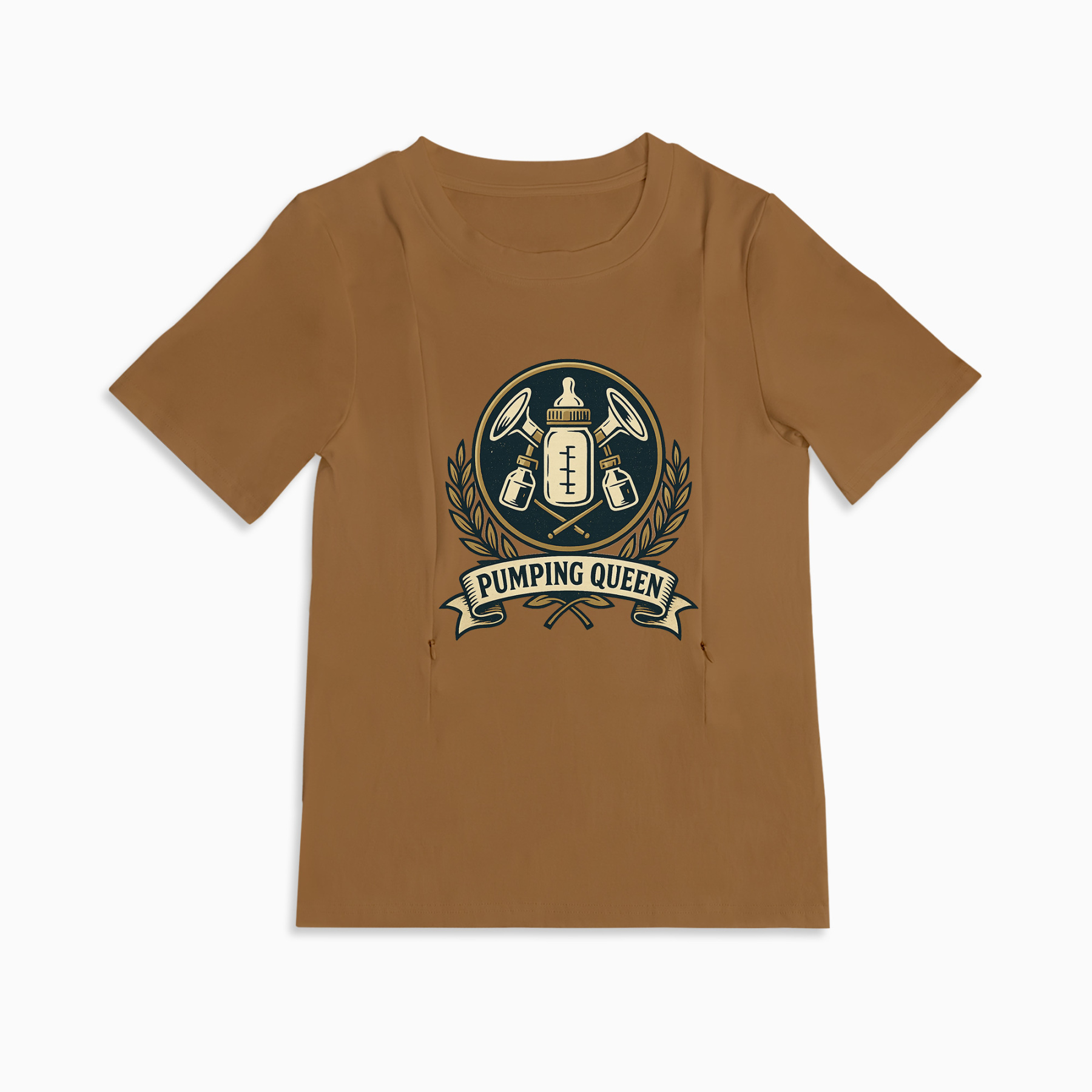 New Mom Gift | Pumping Queen Zipper Nursing T-Shirt | Soft & Comfy