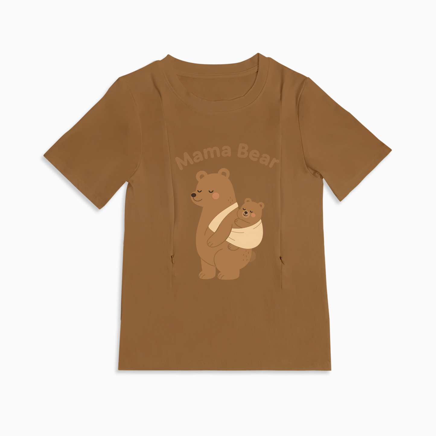 Zipper Nursing Top for Breastfeeding Moms | Cute Mama Bear Graphic