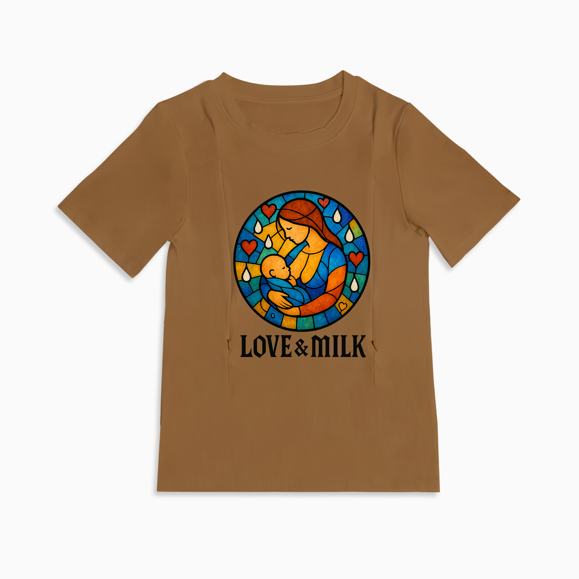 New Mom Gift | Love & Milk Zipper Nursing Shirt | Ultra-Soft Cotton